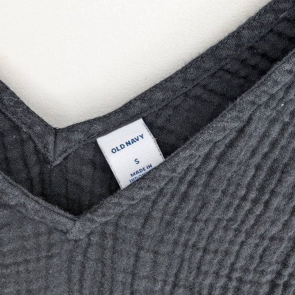 Old Navy Black Gauze Cotton Double V Neck Sleeveless Tank Top Women Small - Picture 3 of 8